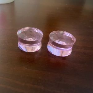 NEW stunning pink faceted glass gauges 25mm 1”